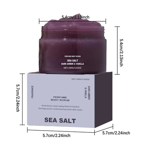 Perfume Body Scrub Hydrating Smoothing Skin Natural Exfoliating Salt Rose Coral Amber Vanilla Scent Moisturizing Cleansing Skin