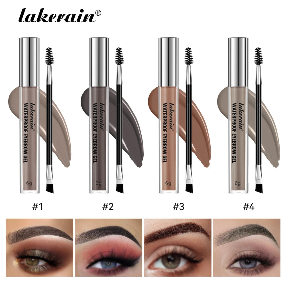 Lakerain Waterproof Eyebrow Gel Long Lasting Highly Pigmented Liquid Eyebrow Makeup Sweatproof Natural Black Brown