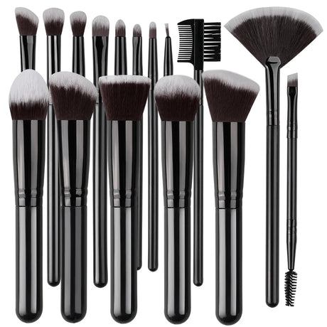 16PCS Professional Makeup Brush Set Premium Synthetic Eyeshadow Contouring Foundation Highlight Setting Powder Eyeliner Blending