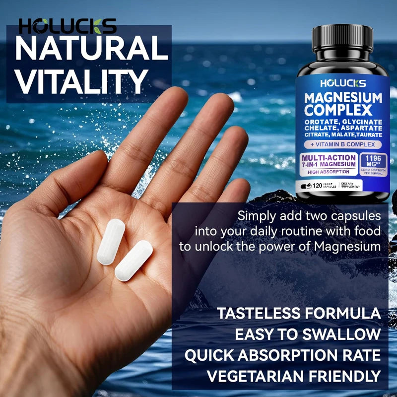 Magnesium Complex Capsules, Support Energy, Bone Strength, Restful Deep Sleep, Brain Health & Anxiety Relief
