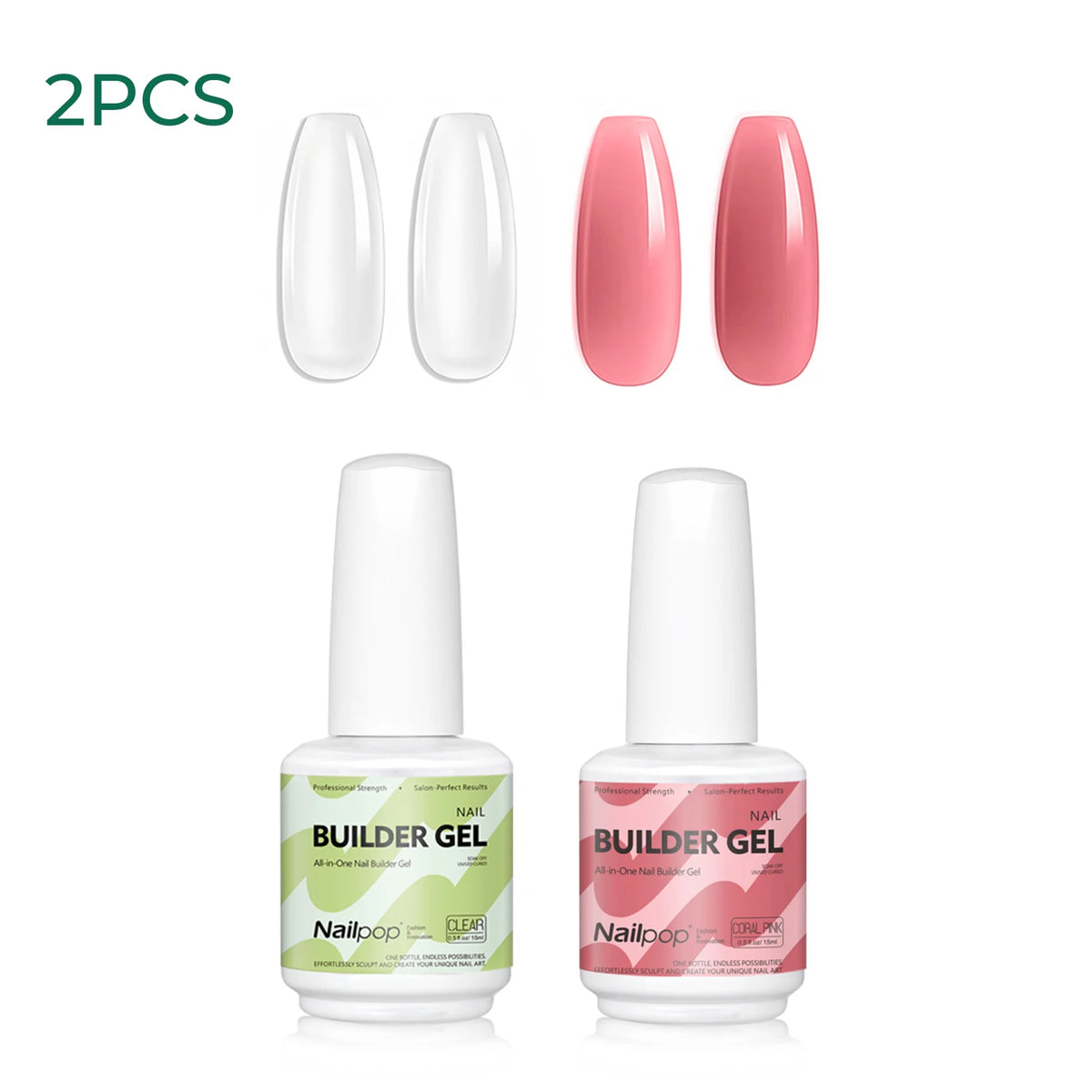 Nailpop 15ml Builder Gel Nail Polish for Nail Apex & Extension Strengthener Upgraded Soak Off UV Gel Rhinestone Glue 4 Colors