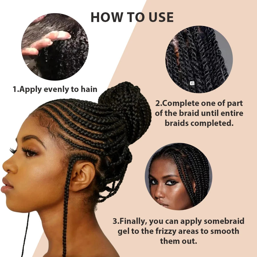 Styling Braiding Gel Wax Carbomer Long Lasting Strong Hold Pomade Anti-Frizz Smooth Hair Finishing Shaping Hair Edge Control