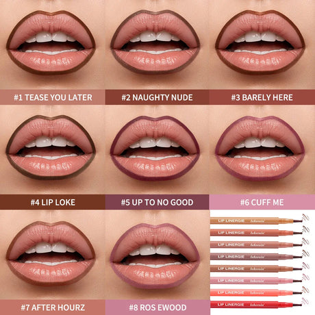 Waterproof Lip Liner Stain Lip Lingerie Long Lasting 8 Colors Transfer Proof Smudge Resistant Color No Bleed Formula Cosmetics