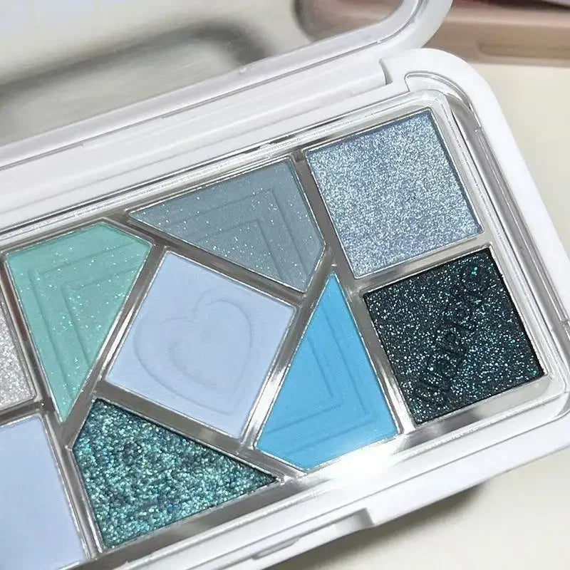 Mint diffuse pink blue small pink frame nine-color eyeshadow palette low saturation clear mint green pearl matte gentle pure des