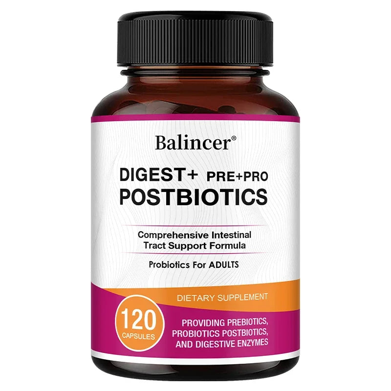 Postbiotics & Digestive Enzymes Capsules, Support Gut Wellness, Daily Digestive Comfort and Immune Balance, Vegan, Non-GMO