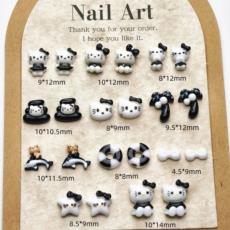 50PCS Nail Parts Charms Cute Cartoon Hello Kitty Nail Art Jewelry Decoration Phone Case Hairpin Manicure Press On Accessories