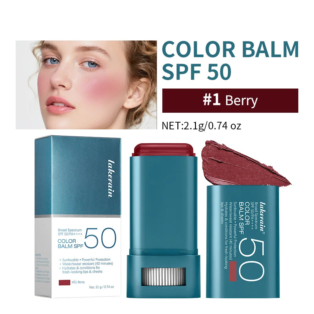 Lip & Cheek Color Balm SPF 50 Mineral Broad Spectrum Sun Protection Water Sweat Resistant Hydrating Long Lasting Buildable Blush