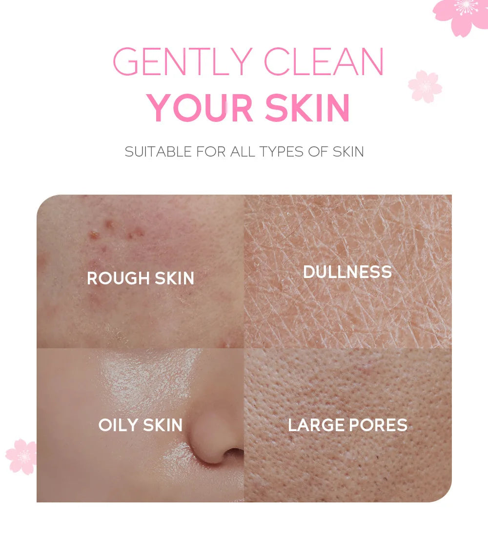 Japanese Cherry Blossom or Vitamin C Facial Cleanser Skin Cleansing Moisturizing Blackhead Remove Skincare Face Wash Foam Face