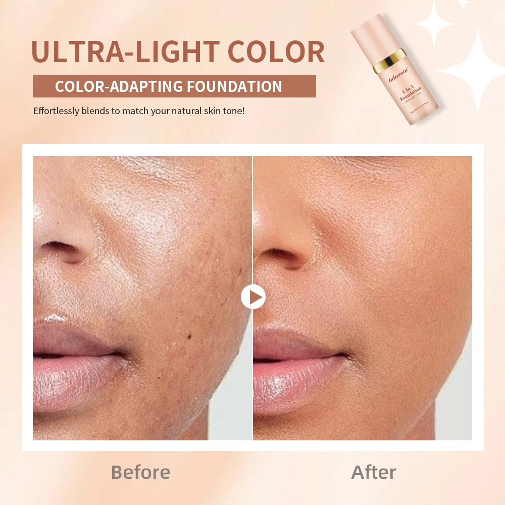 4 In 1 Foundation Long-wearing Moisturizing Waterproof Concealer Even Skin Tone SPF 30 Liquid Hydrating Full Coverage Concealer