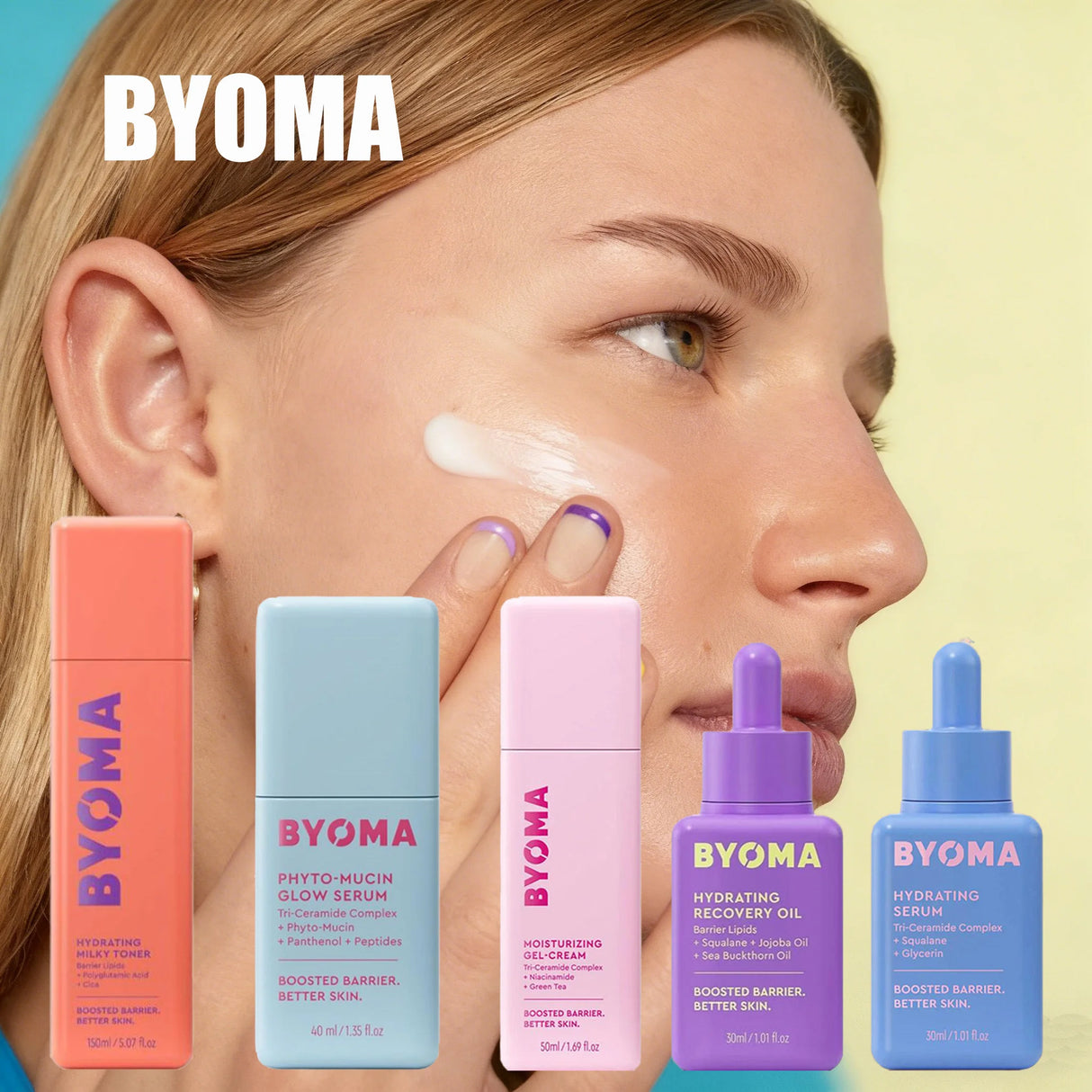 BYOMA Phyto-Mucin Glow Serum Luxury Facial Oil Deeply Hydrates And Repairs The Skin Barrier Tri-Ceramide Complex Peptides