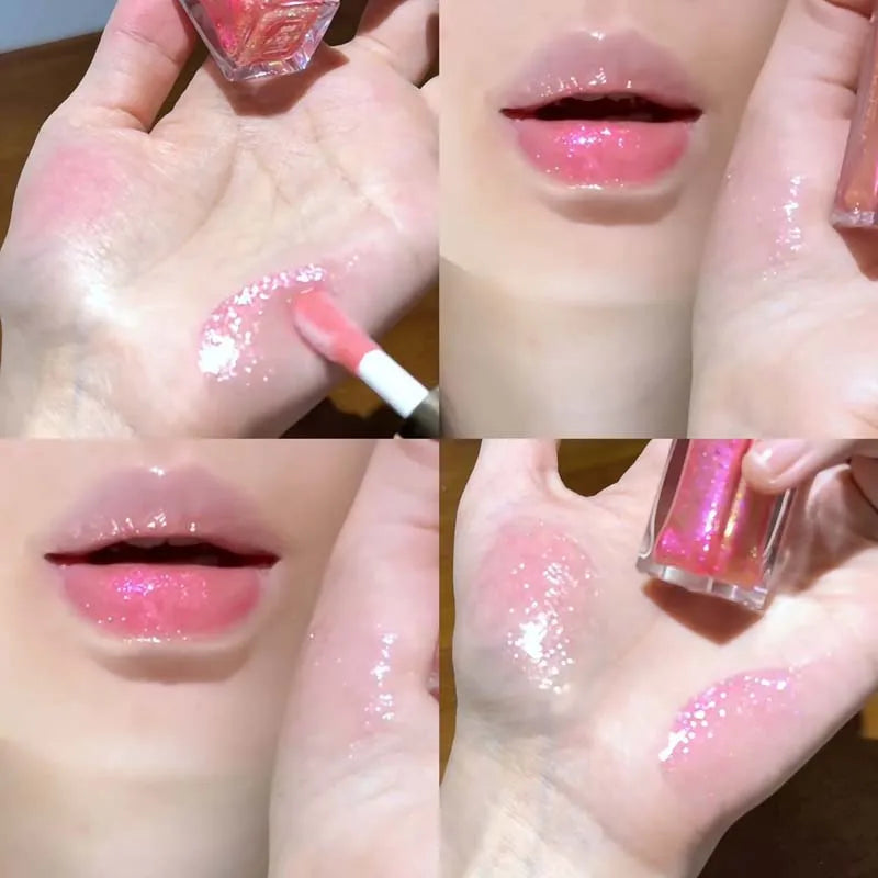 HERORANGE Glittering Mirror Lip Glaze, Watery Shimmering Light Lip Gloss Makeup 6 Colors, Hydrating Moisturizing, Long Lasting