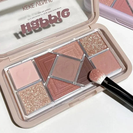 Mint diffuse pink blue small pink frame nine-color eyeshadow palette low saturation clear mint green pearl matte gentle pure des