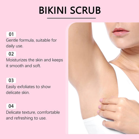 Bikini Area Exfoliator with 10% AHA+BHA & Turmeric For Bikini Underarm Area,Skin Moisturizing, Smoothing Exfoliating Body Scrub
