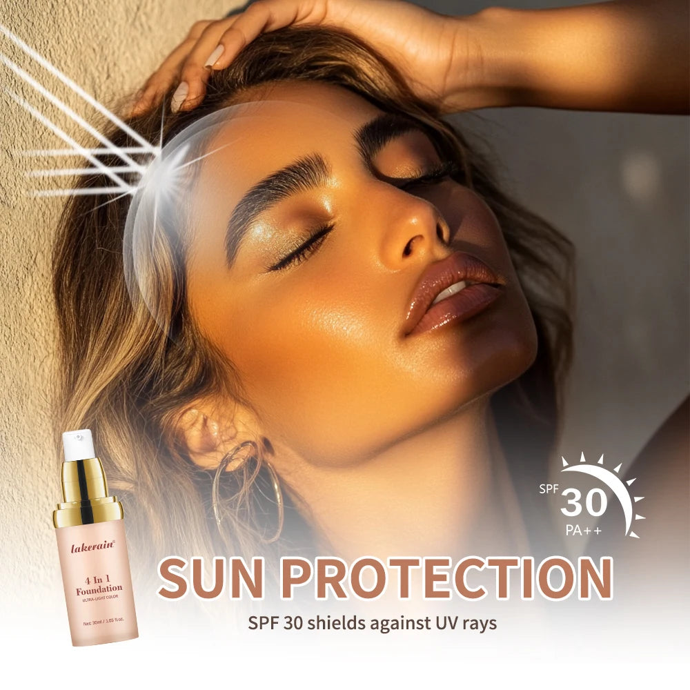 4 In 1 Foundation Long-wearing Moisturizing Waterproof Concealer Even Skin Tone SPF 30 Liquid Hydrating Full Coverage Concealer
