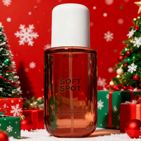 PHLUR Soft Spot Hair & Body Fragrance Mist 8 fl oz (240 ml) – Long Lasting Unisex Perfume Spray, Warm Sweet Amber Scent, Daily Body Fragrance