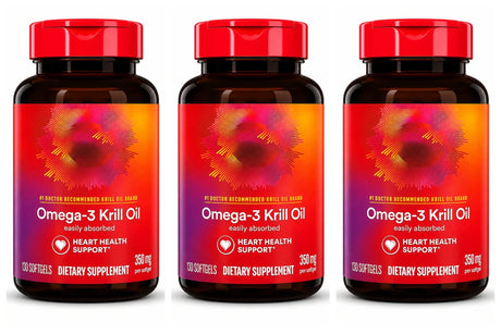 Omega-3 Krill Oil 350mg Softgels 130 Count, EPA DHA with Phospholipids & Astaxanthin, Daily Wellness Support for Men & Women
