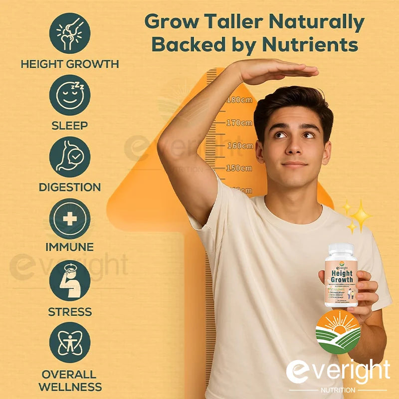 Bone Strength Supplement - for Natural Height Growth, Adult and Kids - High Absorption - Calcium, Magnesium, Zinc,Multivitamins