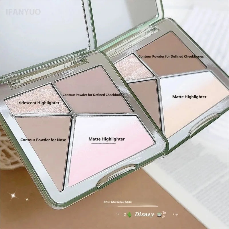 All-in-One Contour Palette Makeup Pearlescent Highlighter&Matte Nose Shadow Shimmer Sculpt&Define Beauty Natural Finish Cosmetic