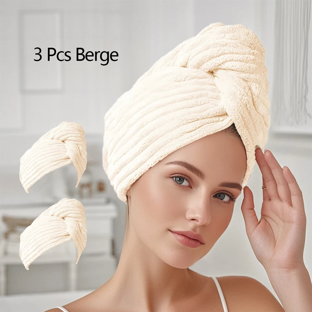 1/3/4 Pcs Quick-Drying Microfiber Hair Drying Cap Absorbent Soft Anti-Frizz Hair Towel Wrap for Women Home Bathroom Daily Use