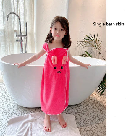 Children's bath towel, bathrobe, Wrap shower skirt Super soft children's absorbent beach towel suitable for 3-1 4year old girls