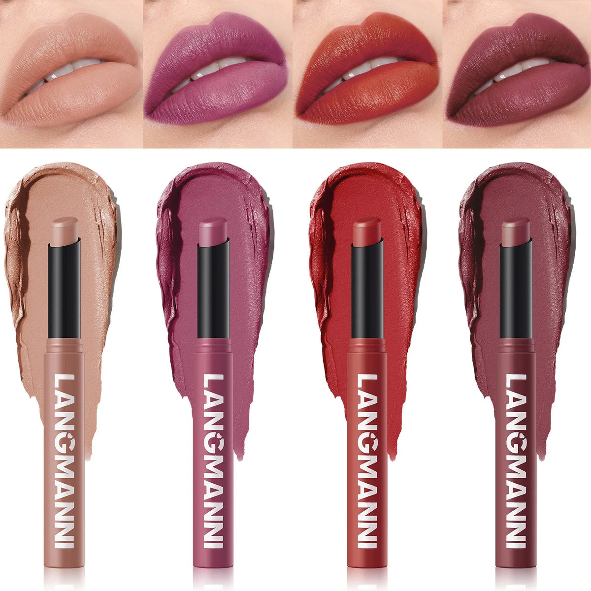 12 Colors Nude Matte Lipstick Waterproof Lip Sticks Not Fading Sexy Red Velvet for Women Make Up Long Lasting Lip Cosmetics