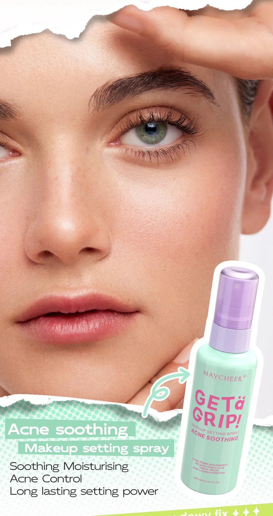 MAYCHEER Setting Spray Soft-focus Mist Matte Waterlight Oil Control Non-Smudging Non-Tight Waterproof 24H Long-lasting Cosmetics