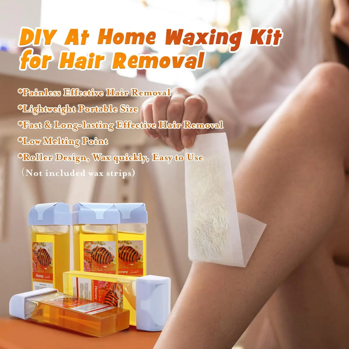 Painless Roll-On Wax Depilatory Honey & Aloe Vera Wax Cartridge for Bikini And Body Hair Removal Compatible with Wax Warmers
