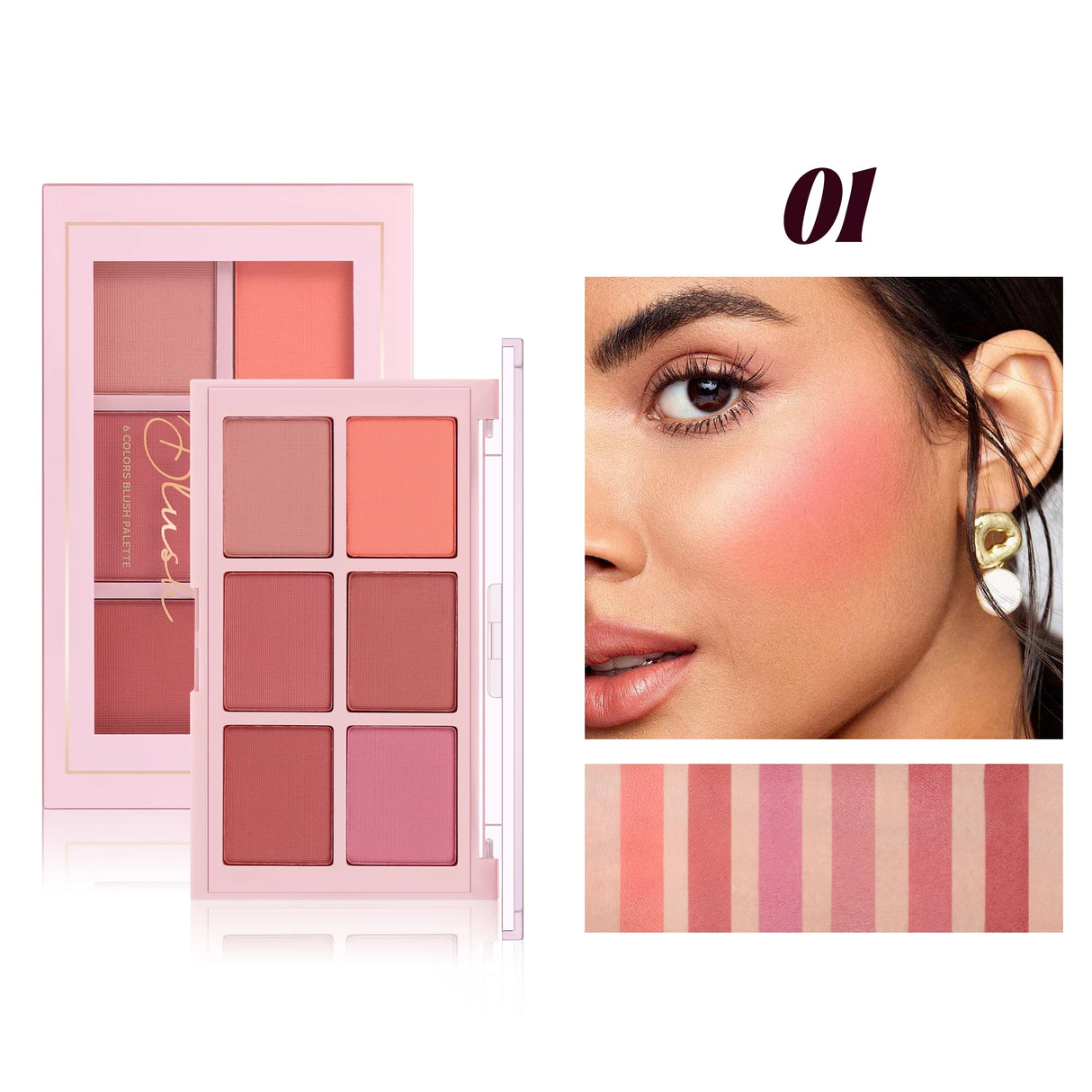Long Wear Blush Makeup Palette Buildable Color Velvet Finish Face Powder Cheek Contouring Brightening