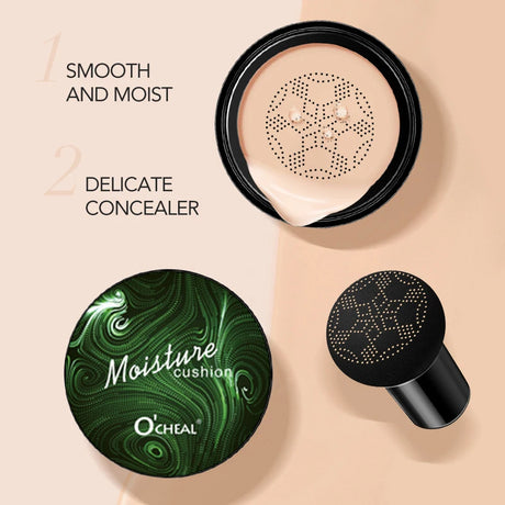 Ocheal BB Cream Air Cushion Compact Make Up Foundation Concealer Cream for Face Cosmetics Makeup Mushroom Head Puff