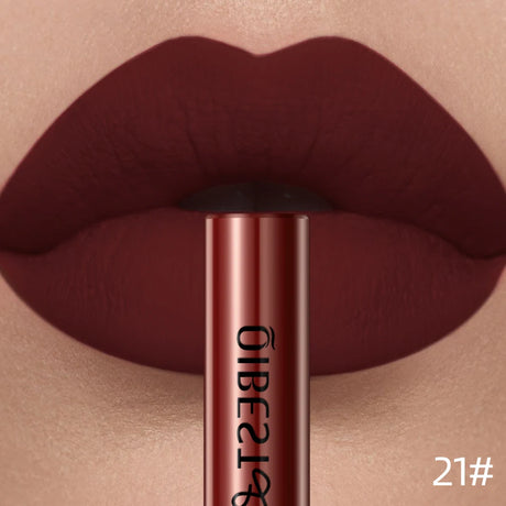 QIBEST Matte Liquid Lipstick Waterproof Long Lasting Velvet Lip Gloss Tint Tube Matte Nude Pigment Red Lipgloss Lips Makeup