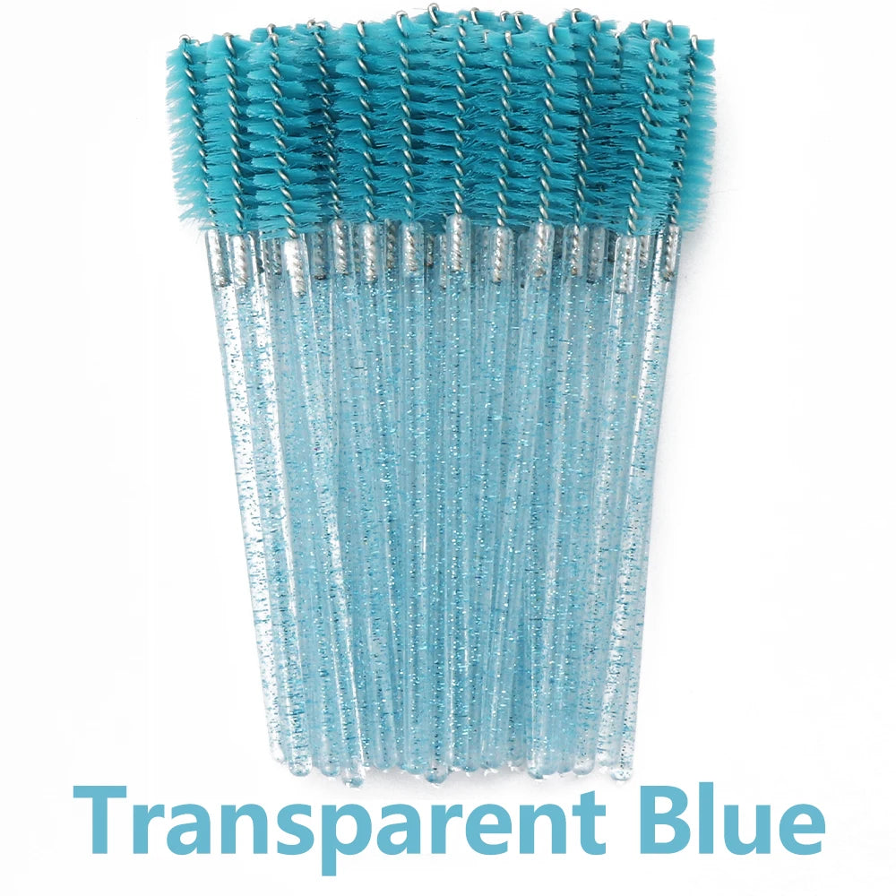 ANNAFRIS 50Pcs Disposable Eyelash Brush Soft Head Crystal Eyebrow Brush Lash Extension Brush Mascara Wand Makeup Tool