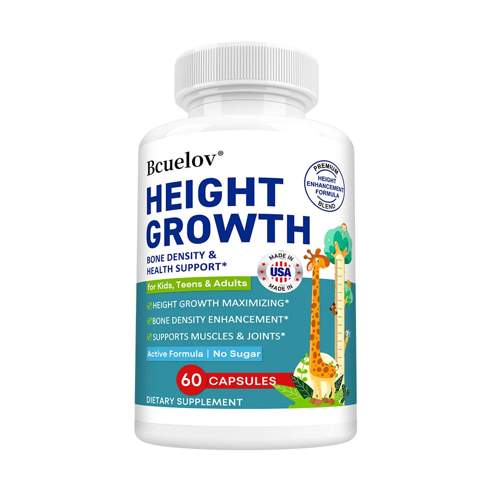 Natural Height Growth Capsules for Kids, Teens and Adults Zinc and Calcium Increase Peak Height Supplement Bone Strength