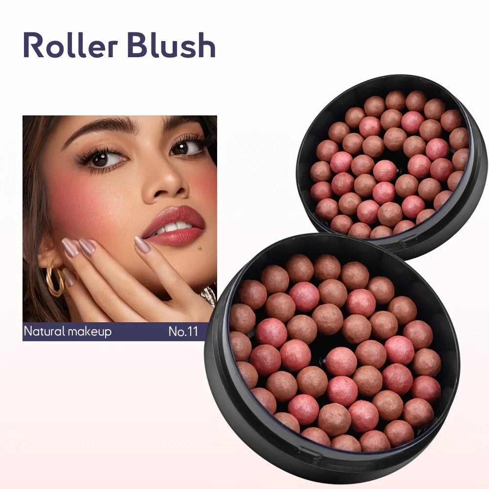 Long Lasting Roll-on Blush Shimmer Matte Finish with Brush 3D Glossy Texture for Daily Makeup Rich in Texture