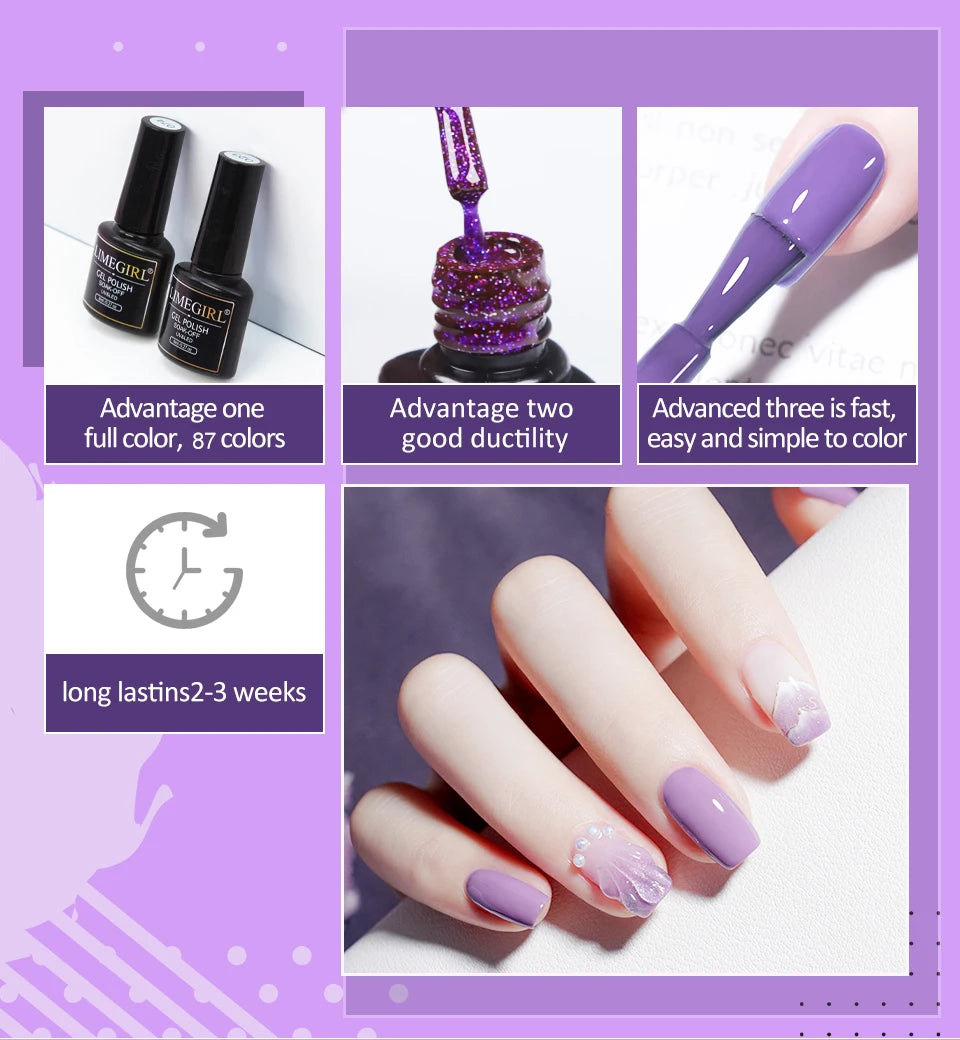 Limegirl Gel Nail Polish Set 60Colors Semi Permanent UV Led Gel Varnish Soak Off Nail Lacquers Base Top Coat