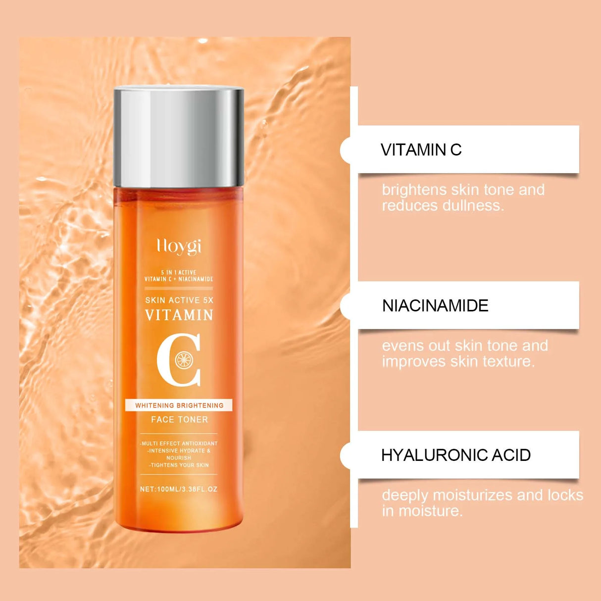 Vitamin C Hydrating Toner Moisturizing Brightening Refreshing Antioxidant Facial Essence Shrink Pores Smoothing Face Skin Care