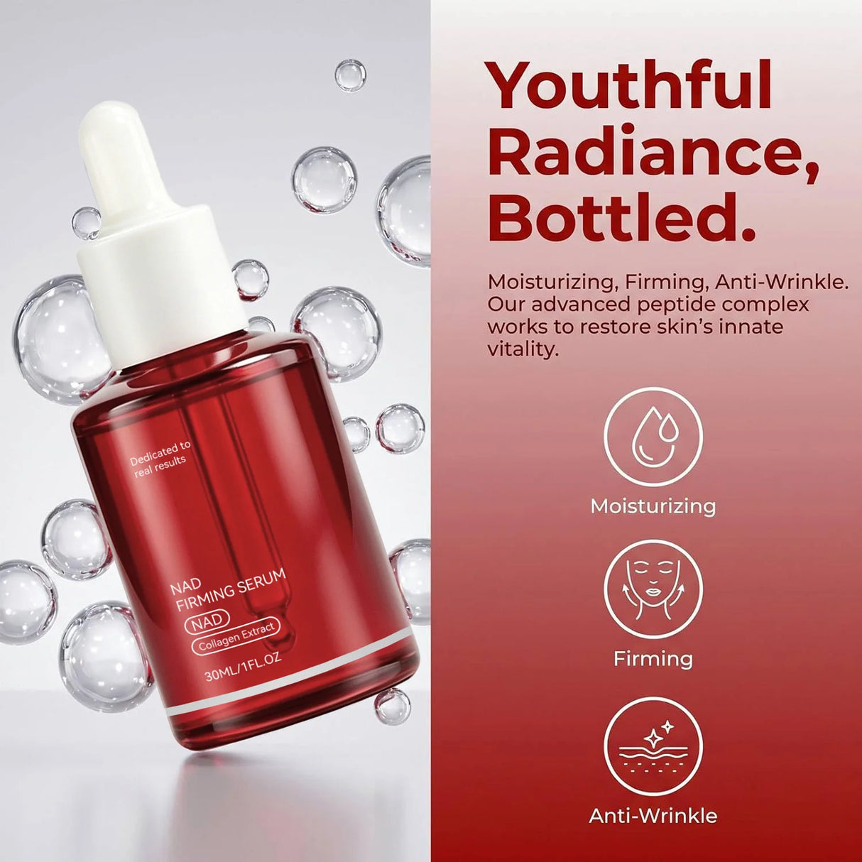 NAD+ Firming Serum Collagen Extract & Peptides Facial Serum Improve Skin Elasticity for Smoother Suitable for All Skin Types30ml