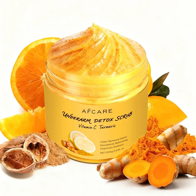 Underarm Detox Scrub Turmeric Vitamin C Dark Spot Armpit Remover Body Deodorant Even Skin Tone Exfoliating Body Scrub Lotion