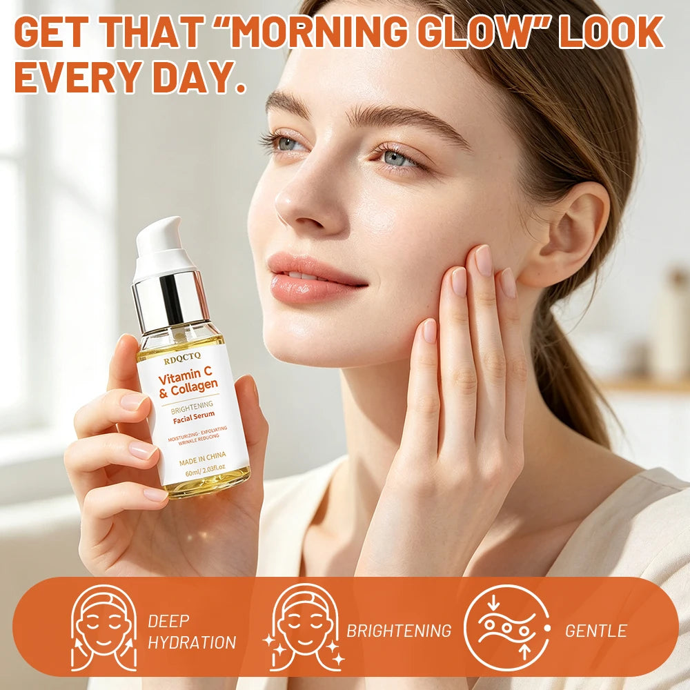 Facial Serum | Vitamin C & Collagen Infused Daily Skin Care Serum, Hydrating & Gentle Exfoliating Facial Treatment for All Skin