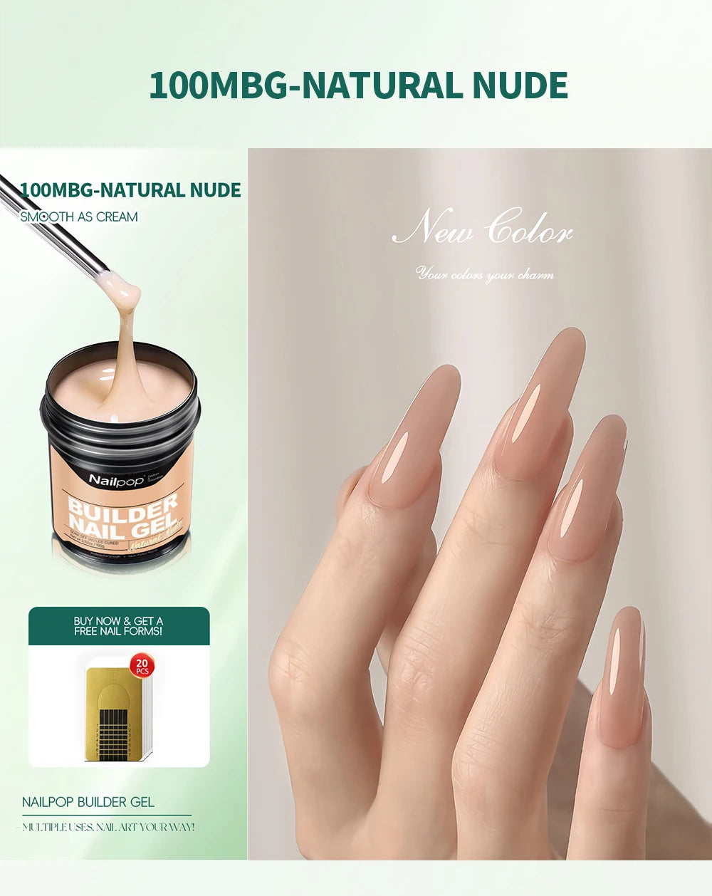 Nailpop Milky Smooth Builder Gel 30/100g for Nail Extension Long Lasting Quick Building UV Gel Soak Off Nail Art Design DIY