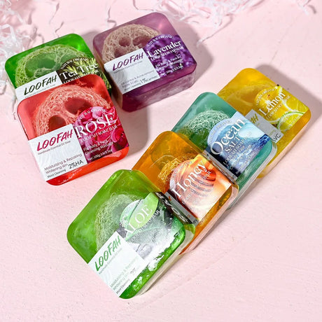 100g Lemon Oil And Loofah Soap Natural Organic Handmade Soap Facial Cleansing Whitening Acne Essential Oil Soap