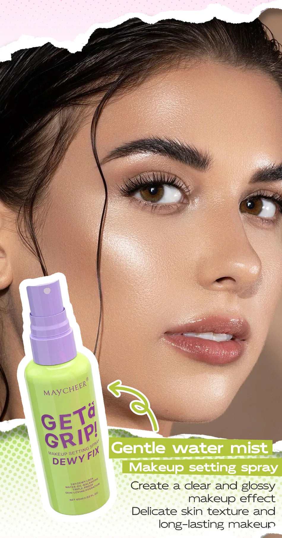 MAYCHEER Setting Spray Soft-focus Mist Matte Waterlight Oil Control Non-Smudging Non-Tight Waterproof 24H Long-lasting Cosmetics