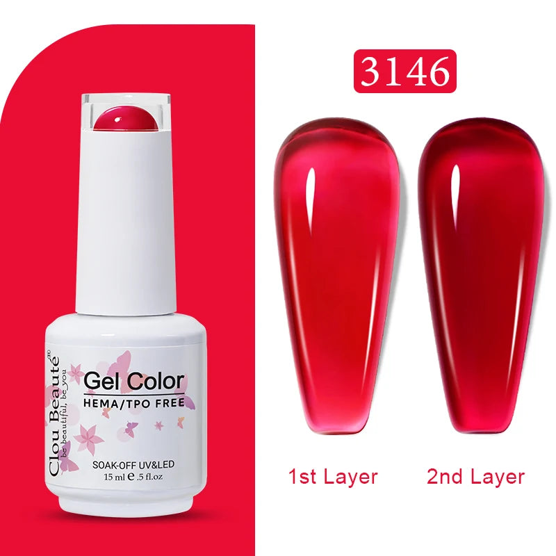 Clou Beaute Jelly Color UV Gel Manicure Summer Pink Nude Gel Nail Rainbow Nail Supplies For Professionals Semi-permanent Varnish