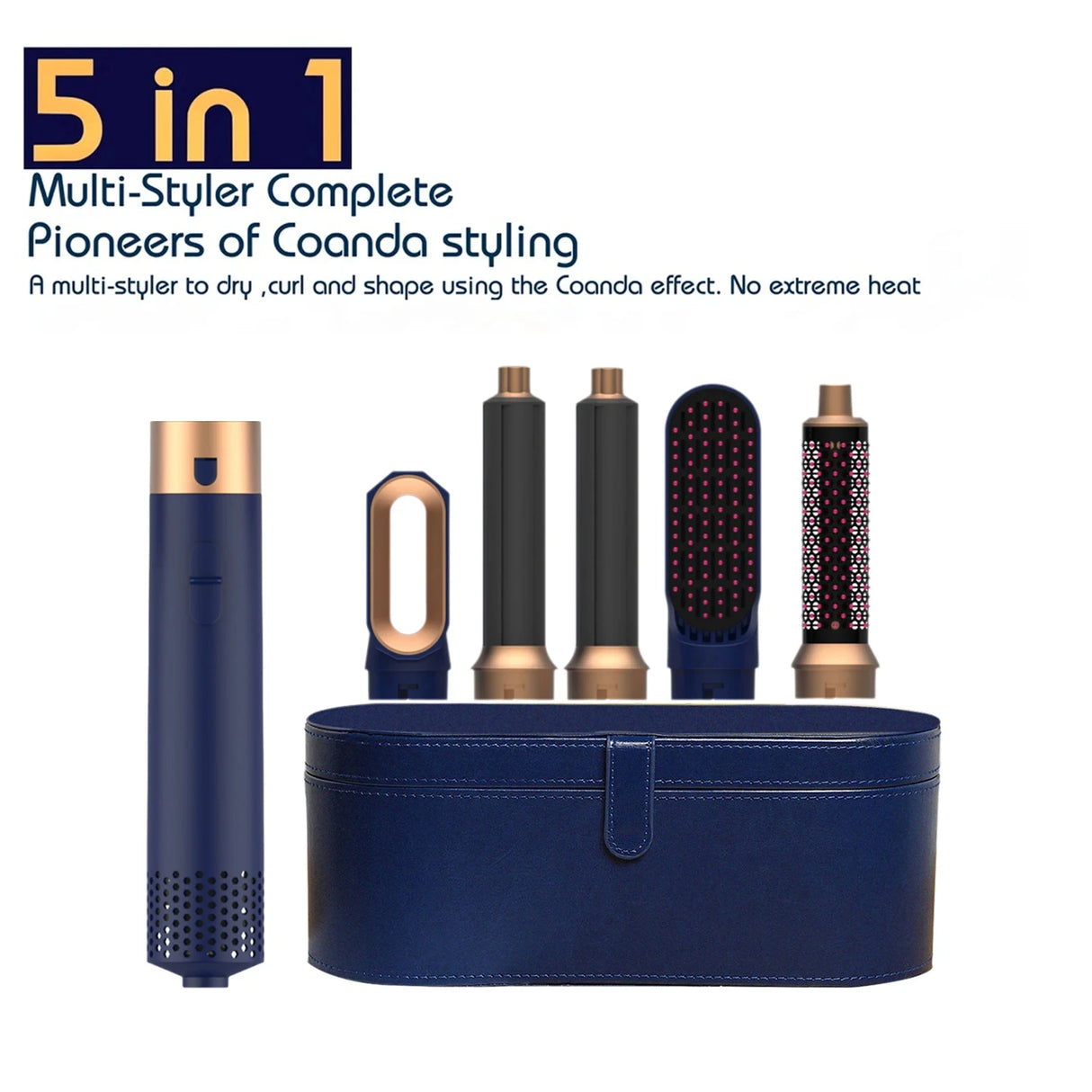 5 in 1 Hair Styler Powerful Fast Drying Ionic Hair Dryer High Speed Hot Comb Brush Set Professional Hair Straightener