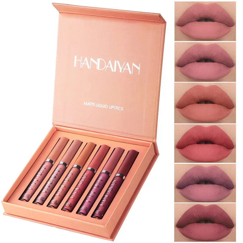 HANDAIYAN 1/6 PCS Lipstick Set Make-up for Women Non Stick Cup Waterproof Long Lasting Cosmetics Korean Makeup Matte Lipstick