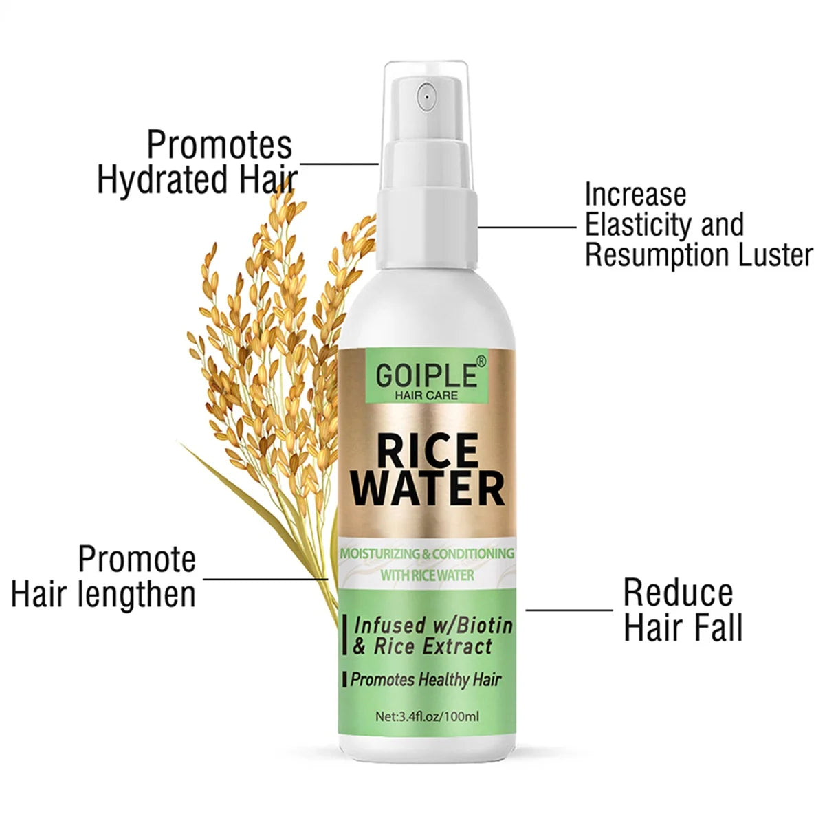 Rice Water Hair Care Spray Moisturizing Nourishing Leave-In Conditioner Women Promotes Strong & Healthy Hair Care Products 2pcs