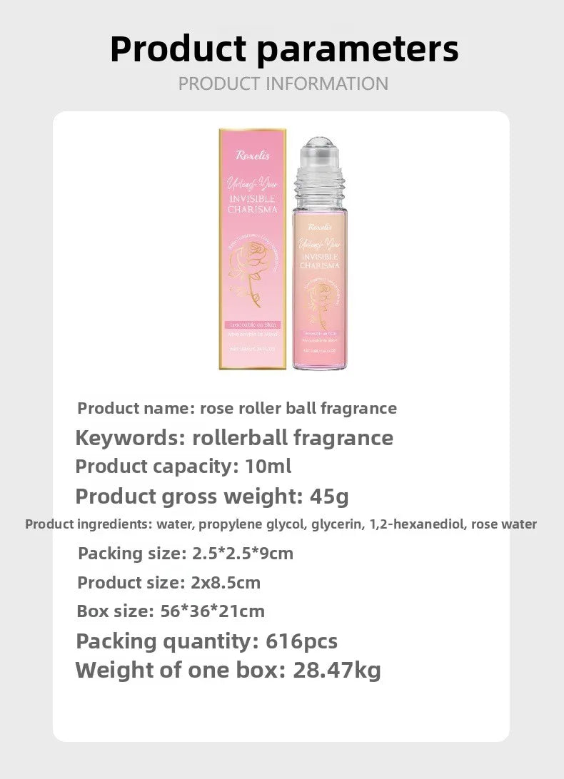 Women‘s Rose Perfume Rollerball, Light & Elegant Scent, Long Lasting & Portable for Day & Date, Fresh Natural Fragrance Gift