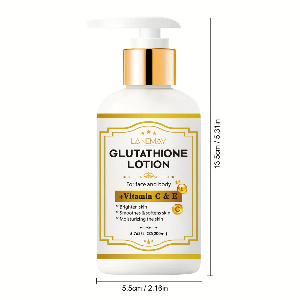 Glutathione Lotion with Vitamin C&E - Brightening, Hydrating & Face & Body Moisturizer for Dry, Cracked Light Beige,Paraben-Free