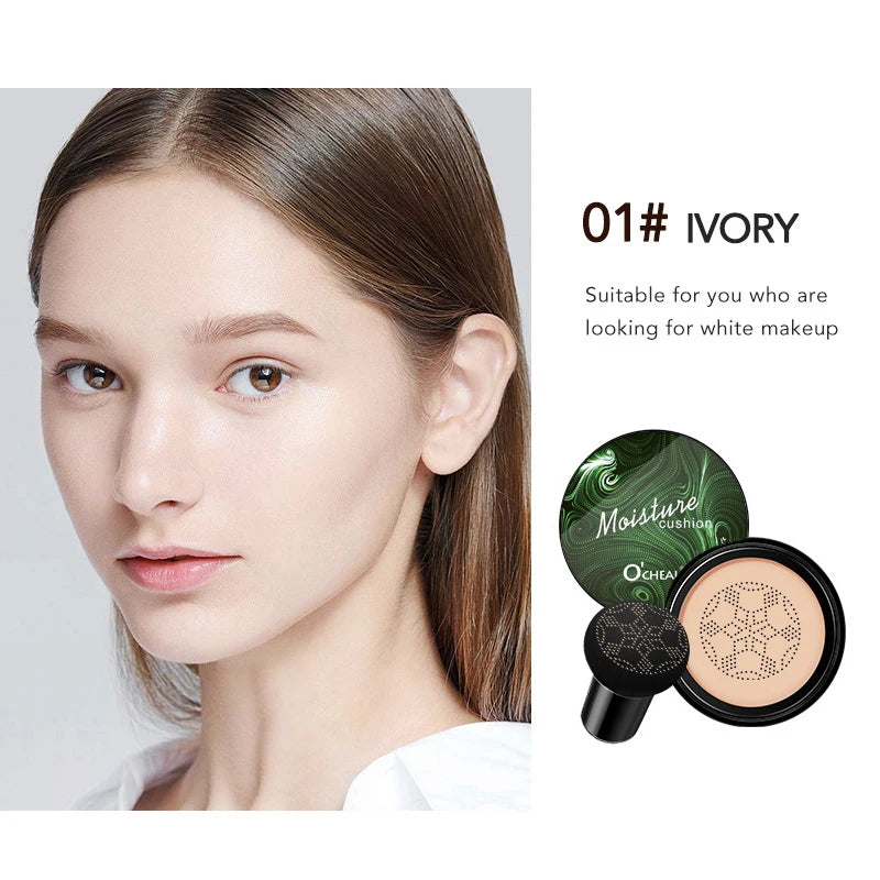 Ocheal BB Cream Air Cushion Compact Make Up Foundation Concealer Cream for Face Cosmetics Makeup Mushroom Head Puff