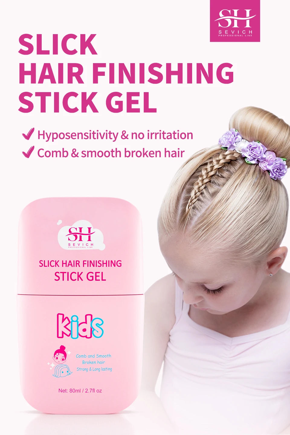Sevich Broken Hair Finishing Cream Children Edge Control Wax Anti Frizz Hair Pomade Gel for Little Girl Non-Greasy Styling Cream