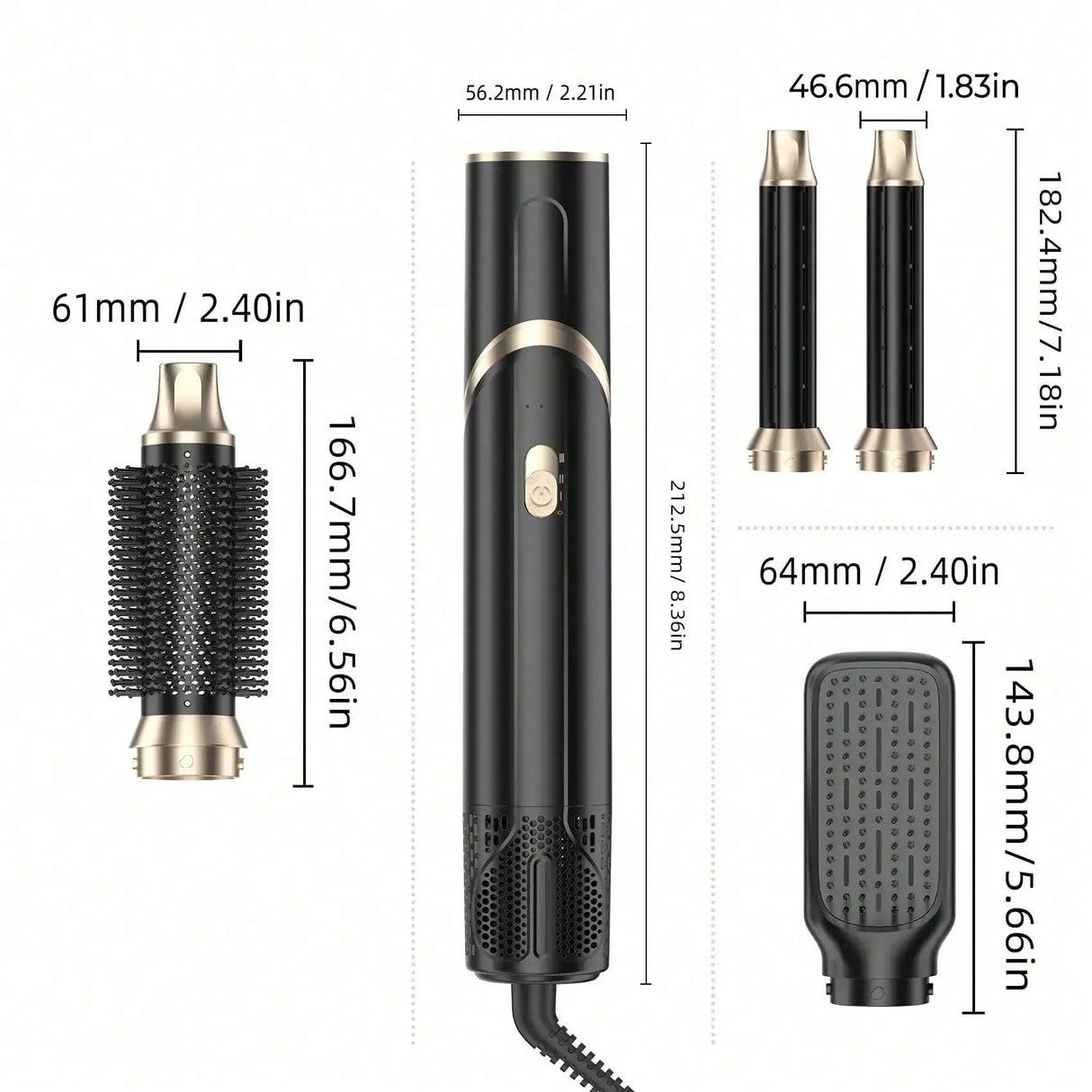Six-In-One Hot Air Comb Foldable Curling Iron Hair Dryer Straight Roll Multi-Function Portable Hair Dryer